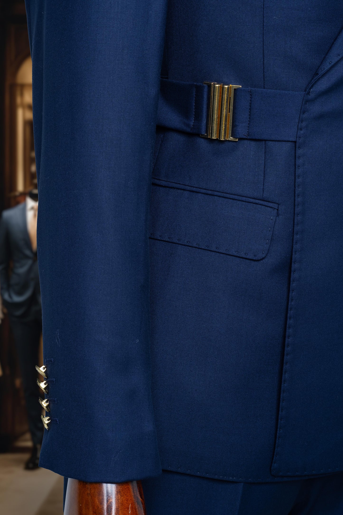 Suit Italian Cut with Side Belt Premium Navy Blue SD4145