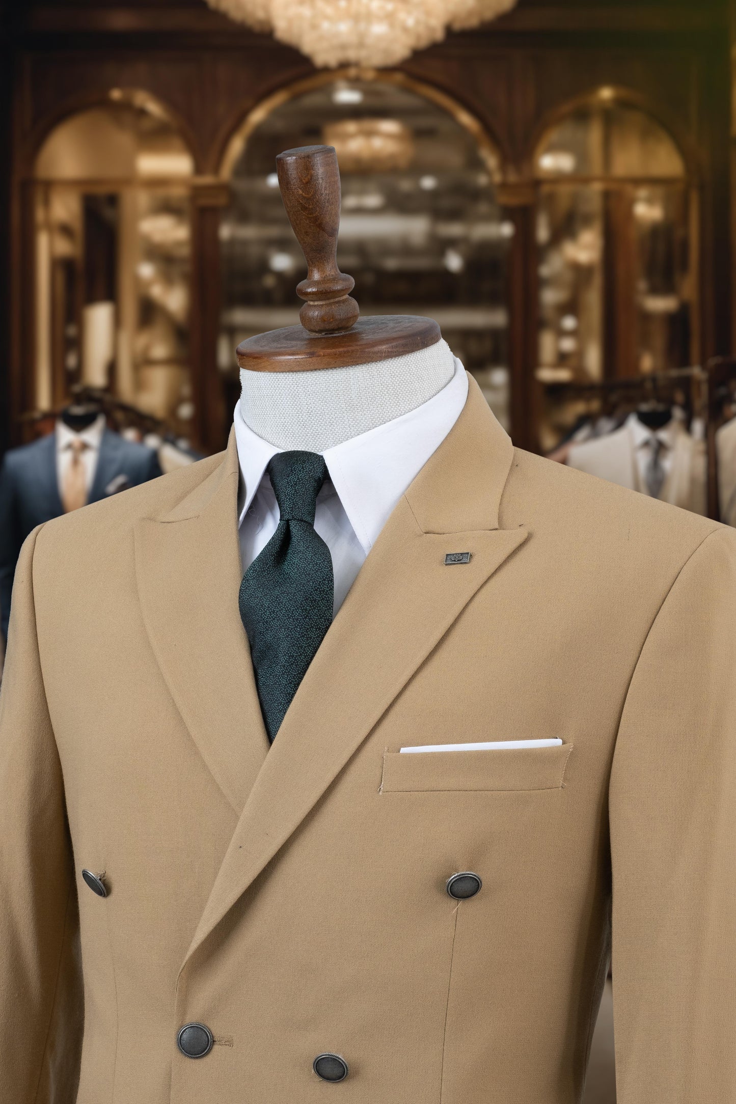 Suit Italian Cut Double Breasted Tan SD4148