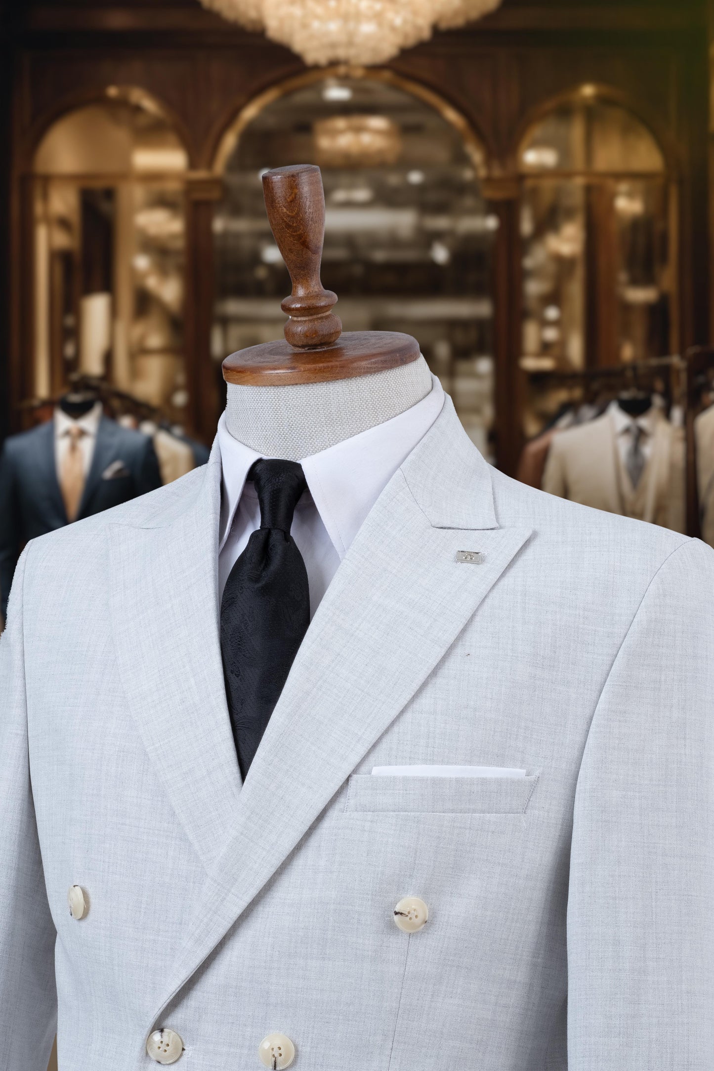 Suit Italian Cut Double Breasted Gray SD4149
