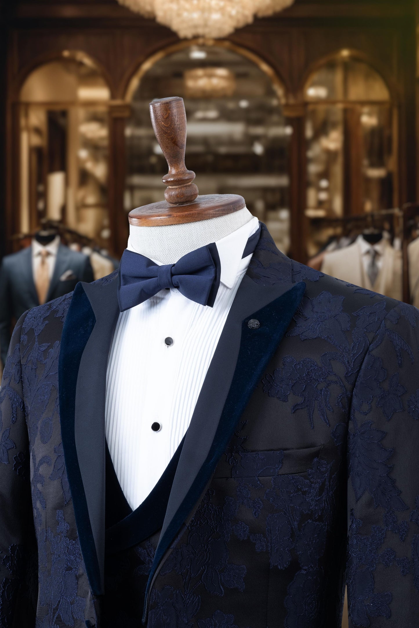 Damatlık İtalyan Kesim Slim Fit Lacivert Desenli SD4157