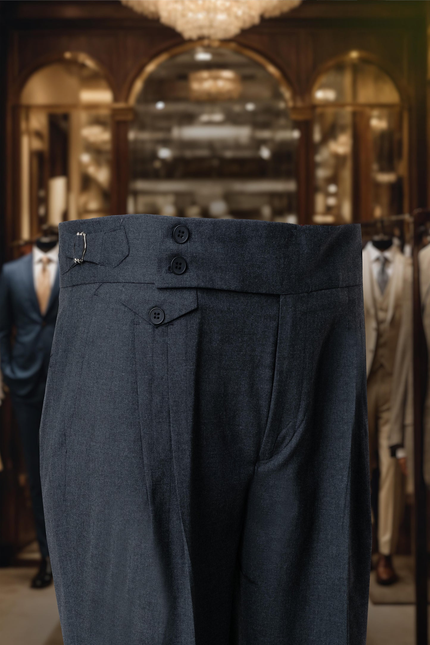 Suit Italian Cut Double Breasted Bag Belted Anthracite SD4169