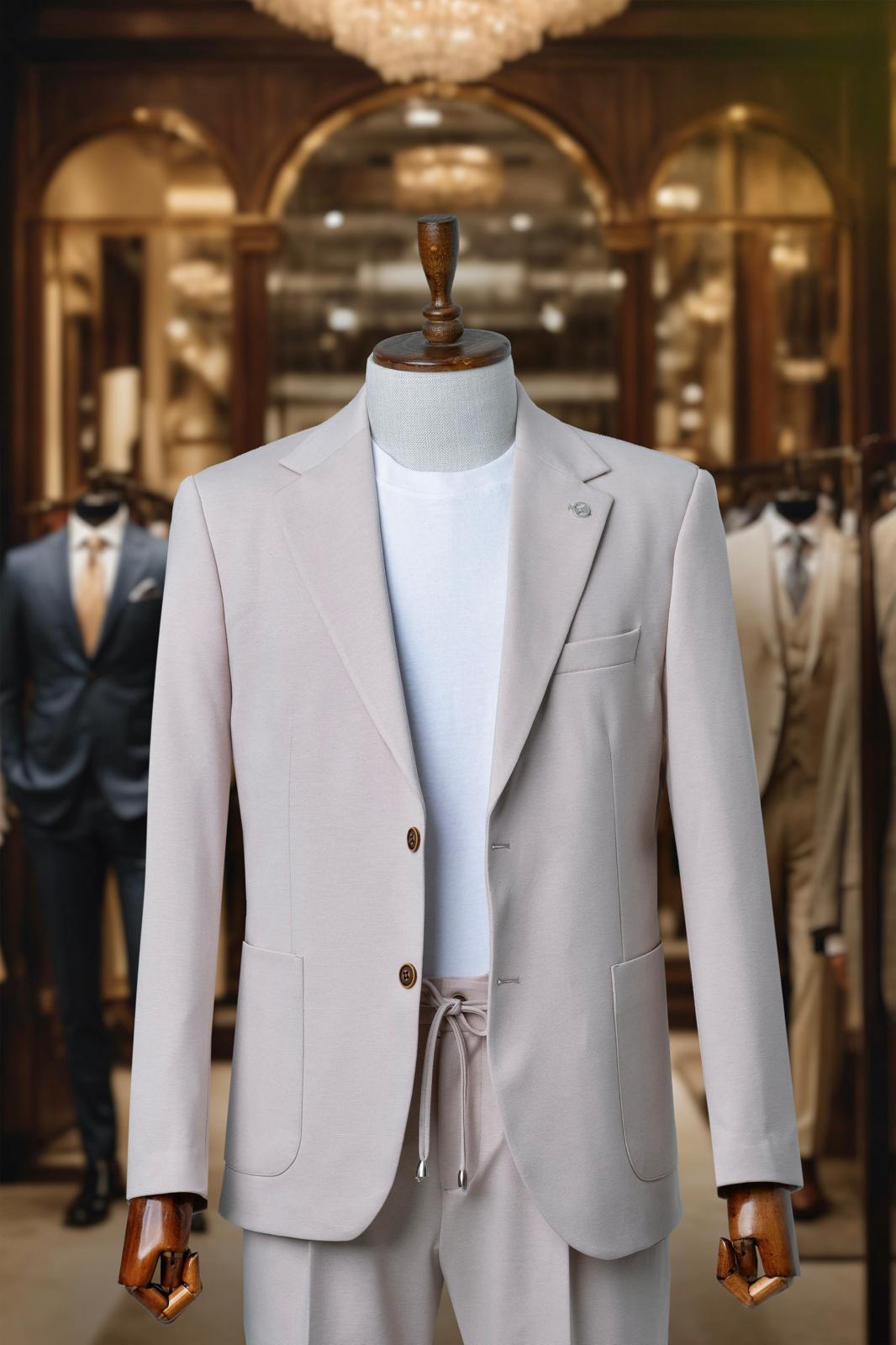 Suit Beige Plain Comfort Fit Mono Beige SD4185