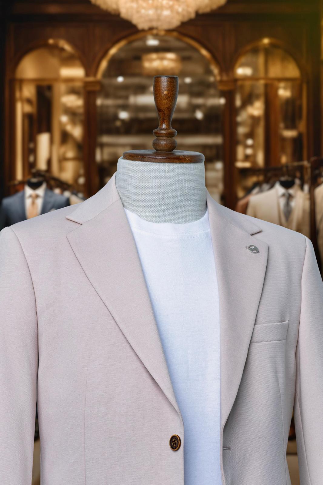 Suit Beige Plain Comfort Fit Mono Beige SD4185