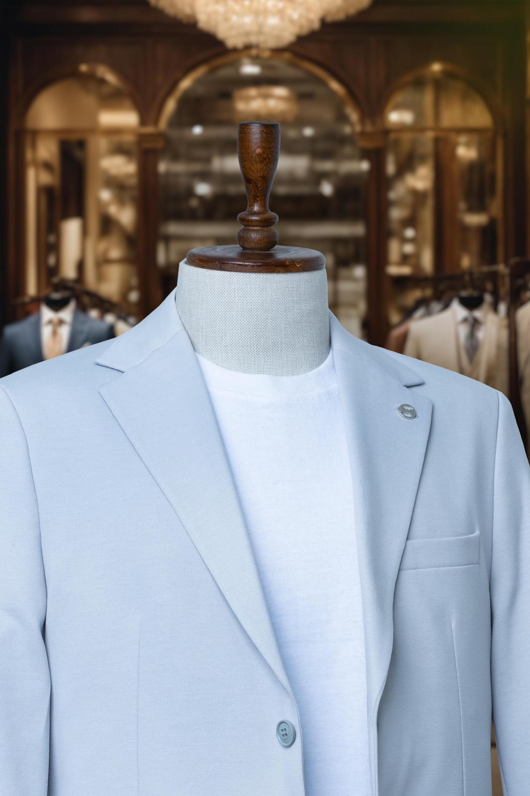 Suit A.Blue Plain Comfort Fit Mono Collar SD4188