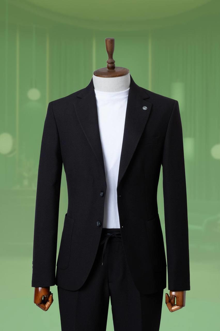 Suit with Seersucker Drawstring Black SD4193