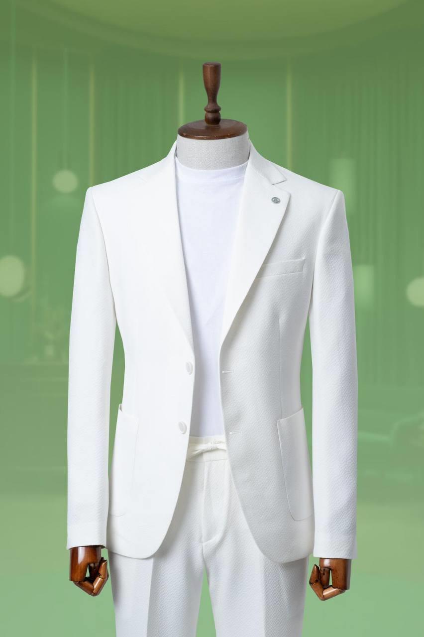 Suit with Seersucker Drawstring White SD4194