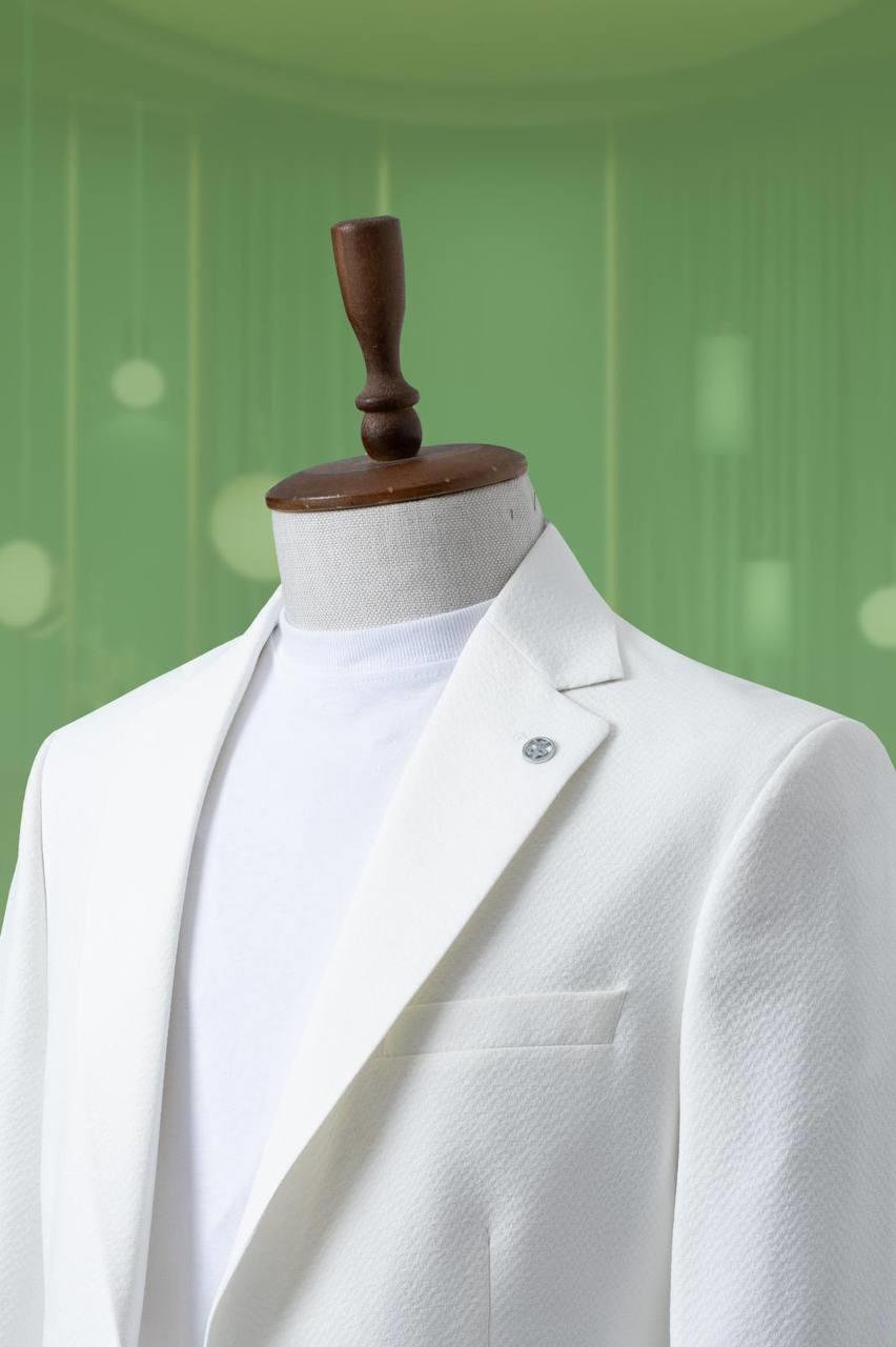 Suit with Seersucker Drawstring White SD4194