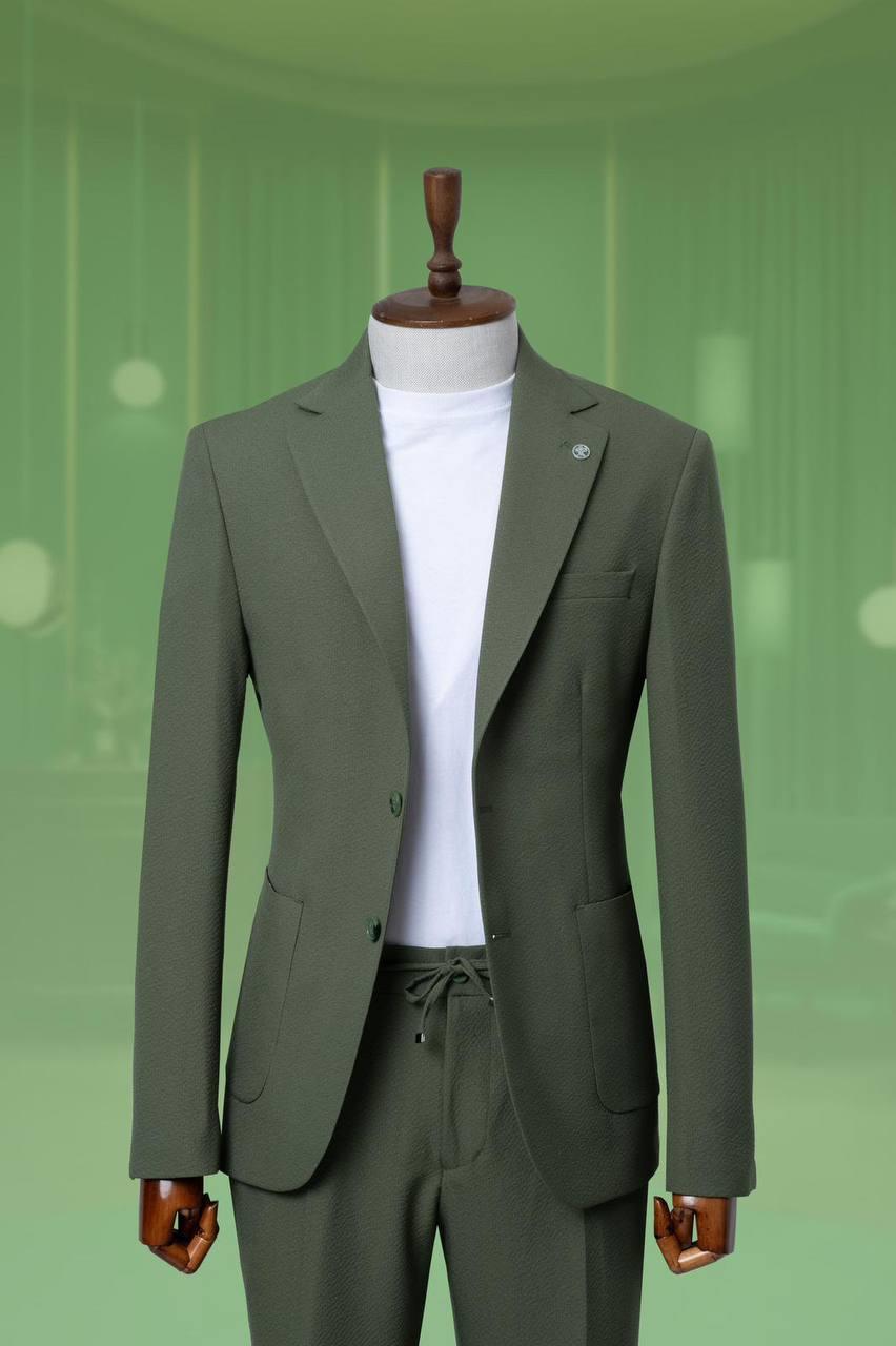 Suit with Seersucker Drawstring Green SD4195