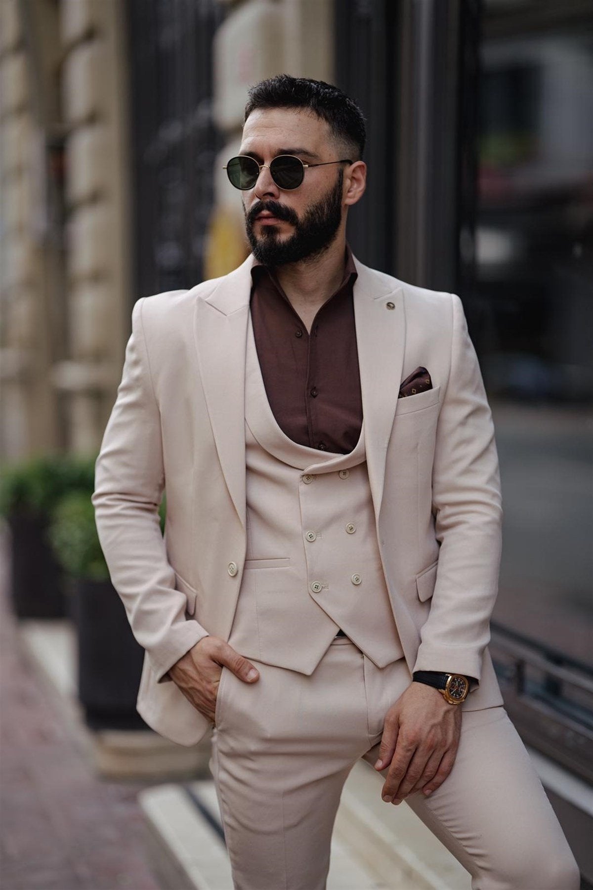 NEW SEASON ITALIAN CUT SLIMFIT BEIGE SUIT SD4804