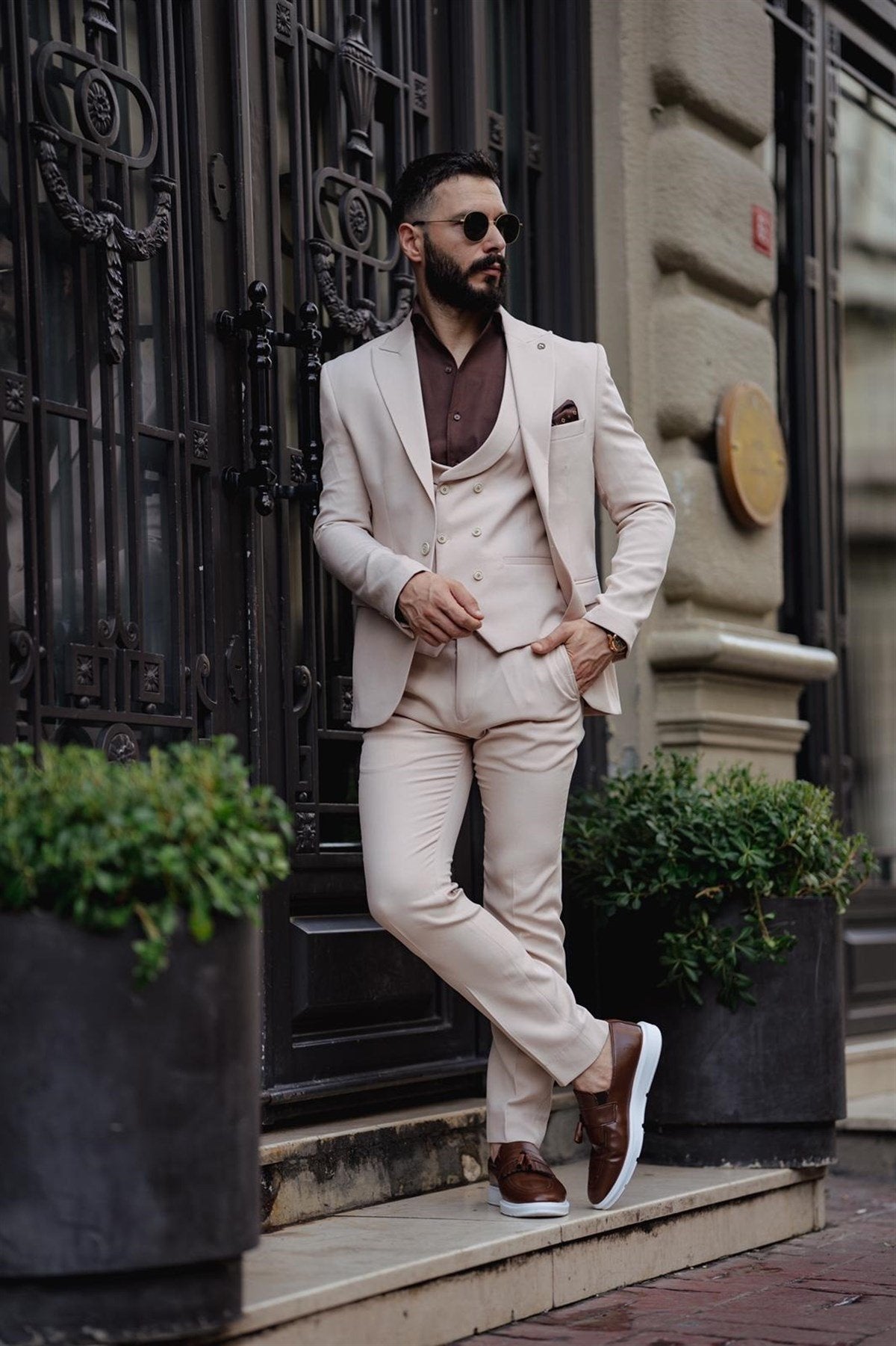 NEW SEASON ITALIAN CUT SLIMFIT BEIGE SUIT SD4804