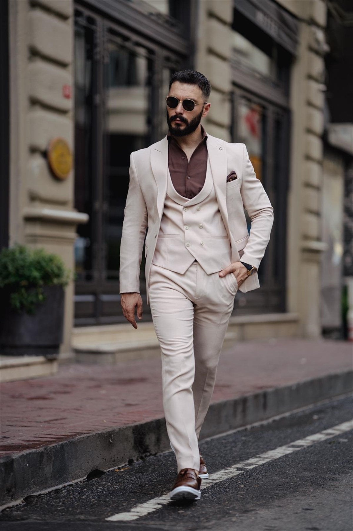 NEW SEASON ITALIAN CUT SLIMFIT BEIGE SUIT SD4804