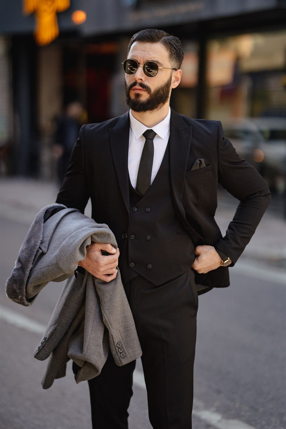 Italian Cut Men's Black Suit - Slim Fit SD4876