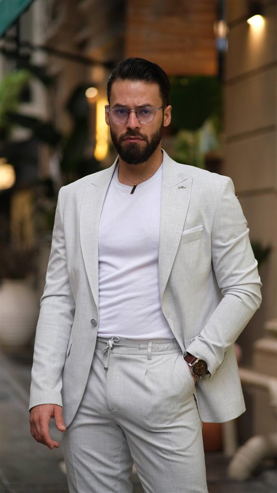 Italian Cut Gray Sports String Suit - Slım Fit SD4940