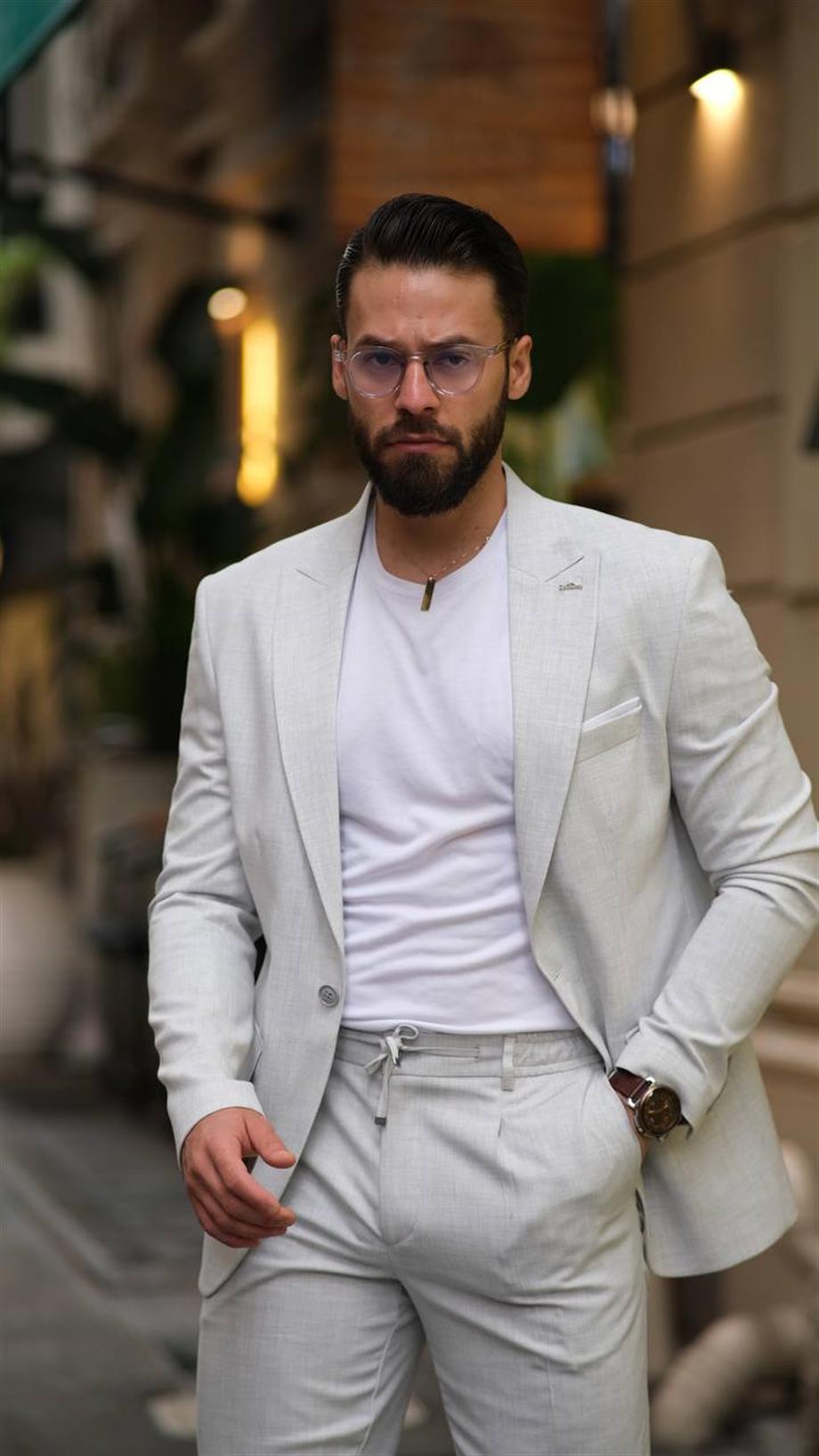 Italian Cut Gray Sports String Suit - Slım Fit SD4940