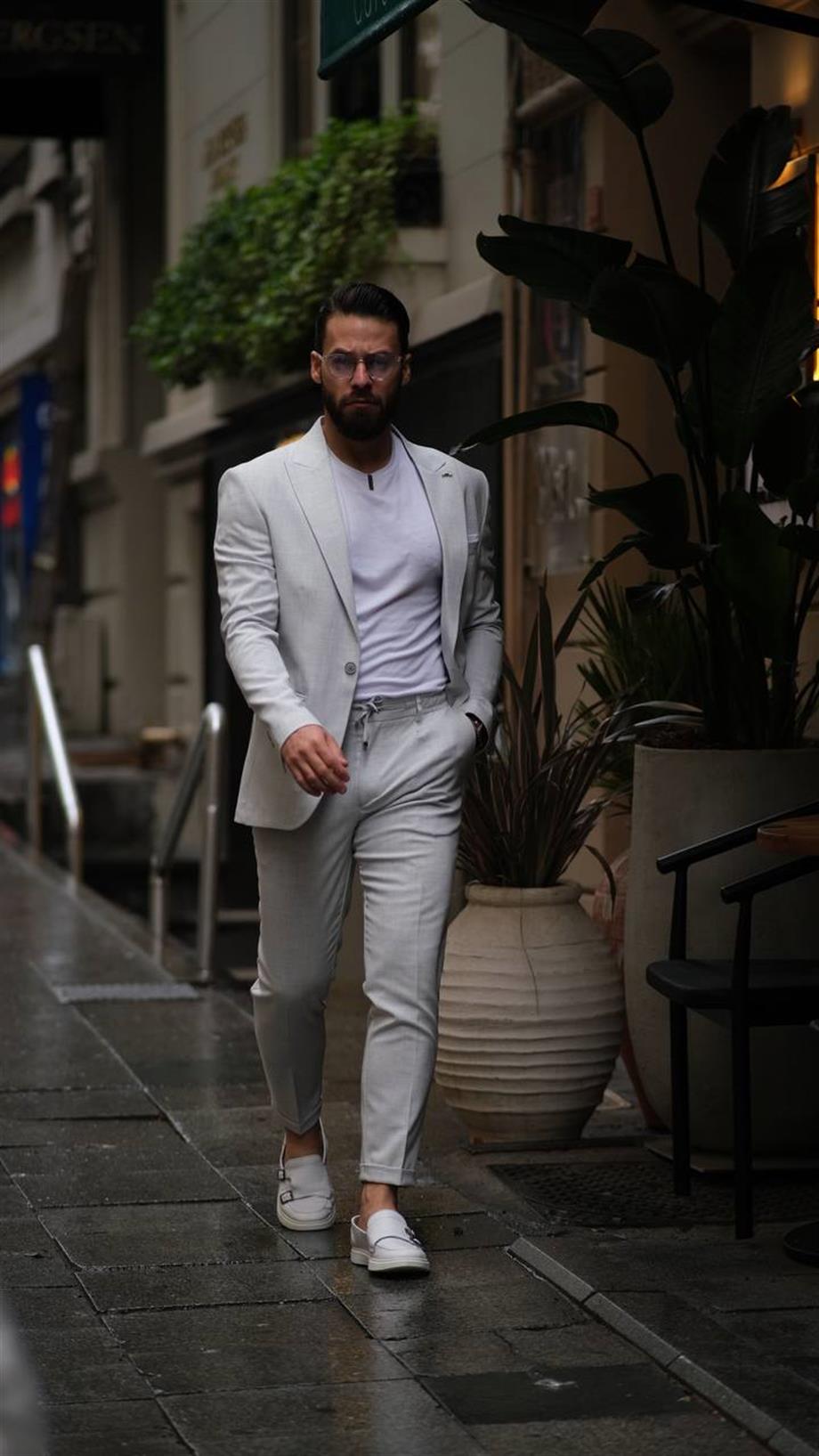 Italian Cut Gray Sports String Suit - Slım Fit SD4940