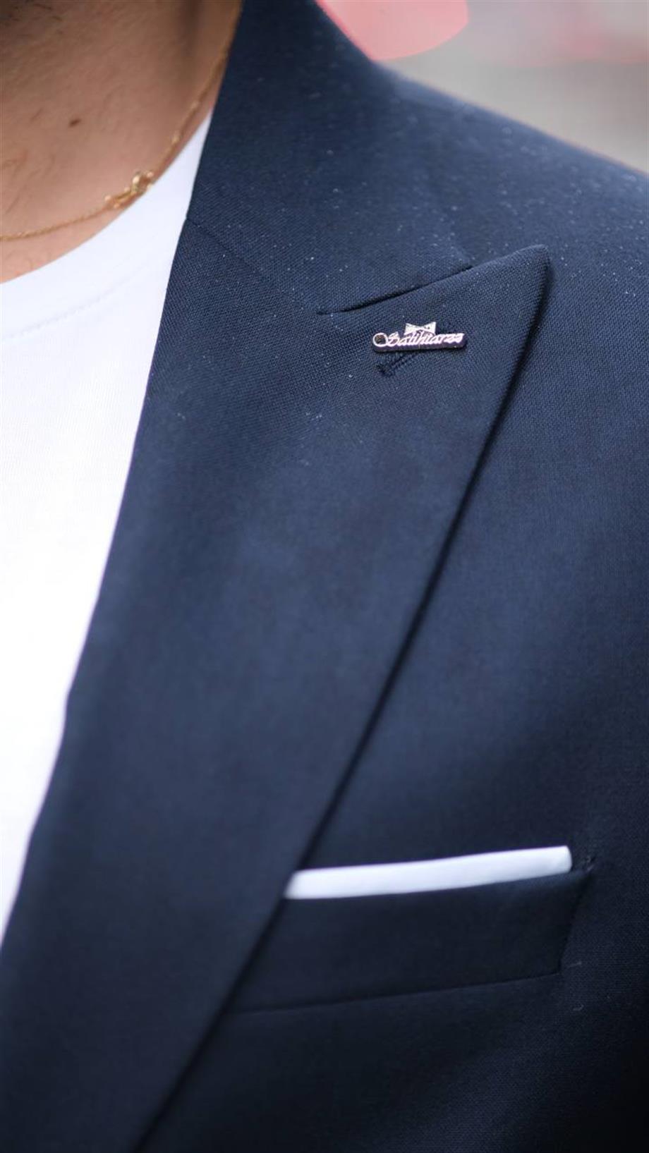 Italian Cut Navy Blue Sports String Suit - Slım Fit SD4942