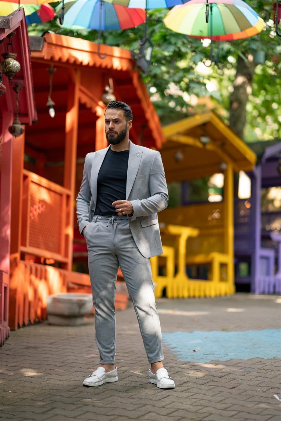 Italian Cut Suit A.Gray Sports String - Slım Fit SD4978