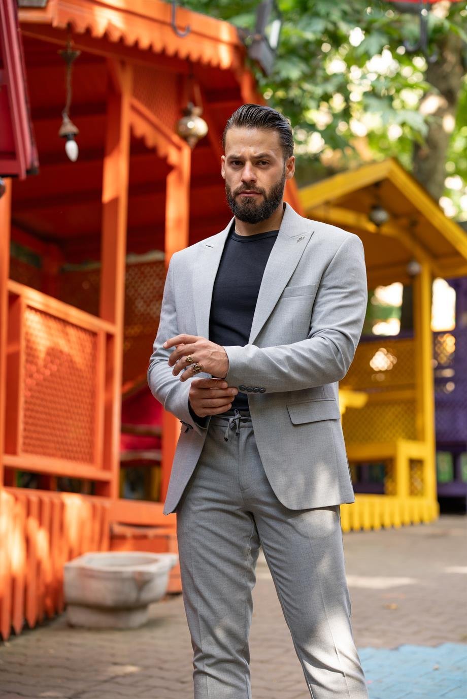 Italian Cut Suit A.Gray Sports String - Slım Fit SD4978