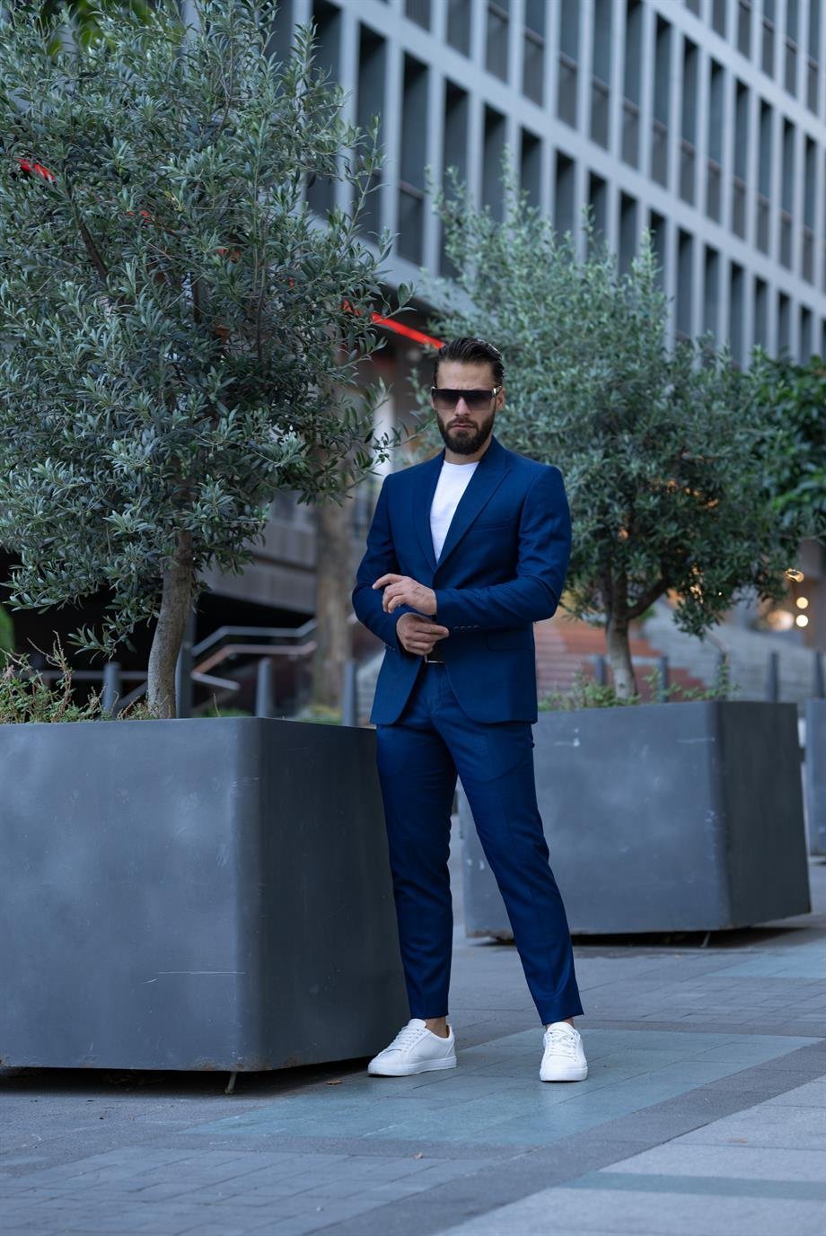 Italian Cut Suit Navy Blue Sports - Slim Fit SD4982