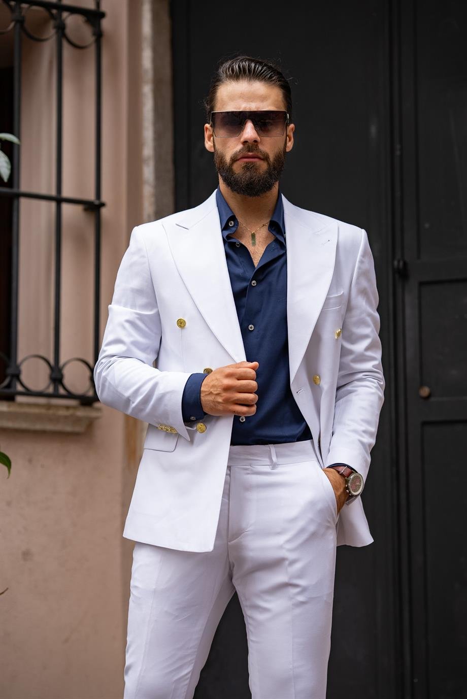 Suit Italian Cut Double Breasted White SD4983