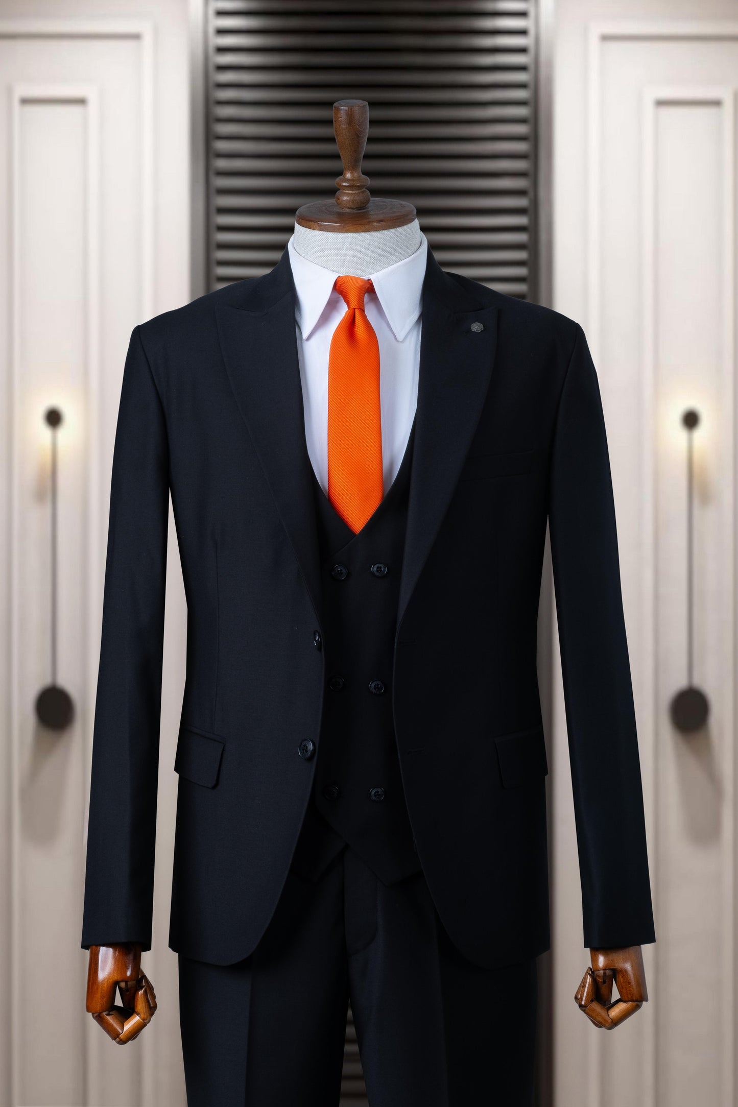 Suit Italian Cut with Vest Black SD4995