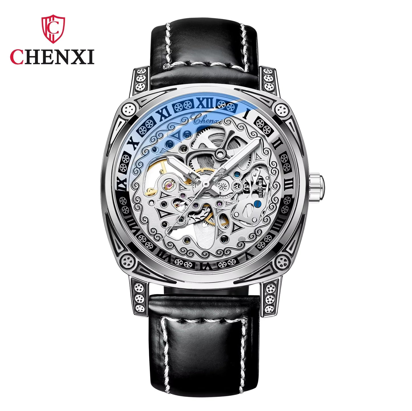 1045 CHENXI 8825 Classic Luxury Skeleton Design Men's Waterproof Luminous Retro Automatic Winding Men Mechanical Wrist Watch