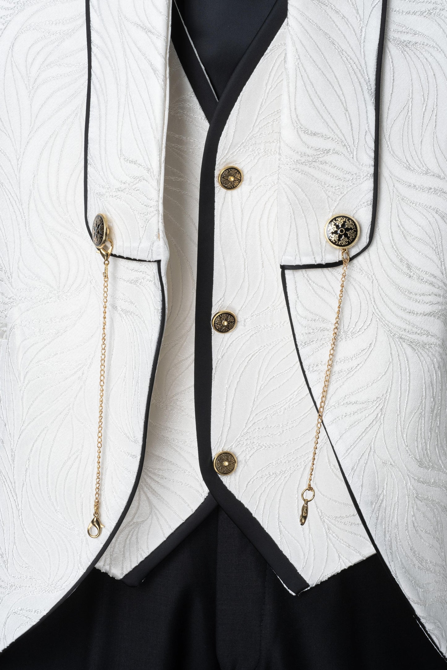 Groom's Suit Italian Cut Slim Fit Patterned White SD41093