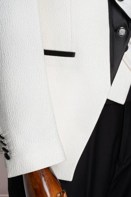 Groom's Suit Italian Cut Slim Fit Patterned White SD41095