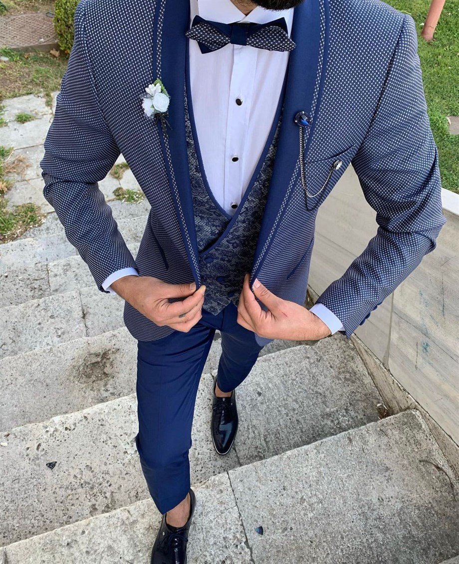 Groom's Suit Italian Cut Slim Fit Navy Blue SD3423