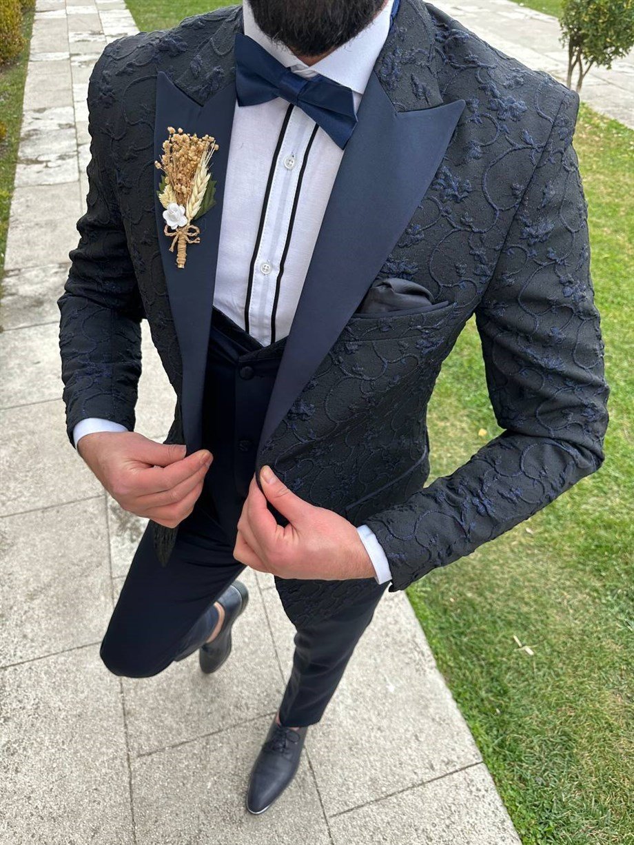 Groom's Suit Italian Cut Slim Fit Navy Blue SD3432