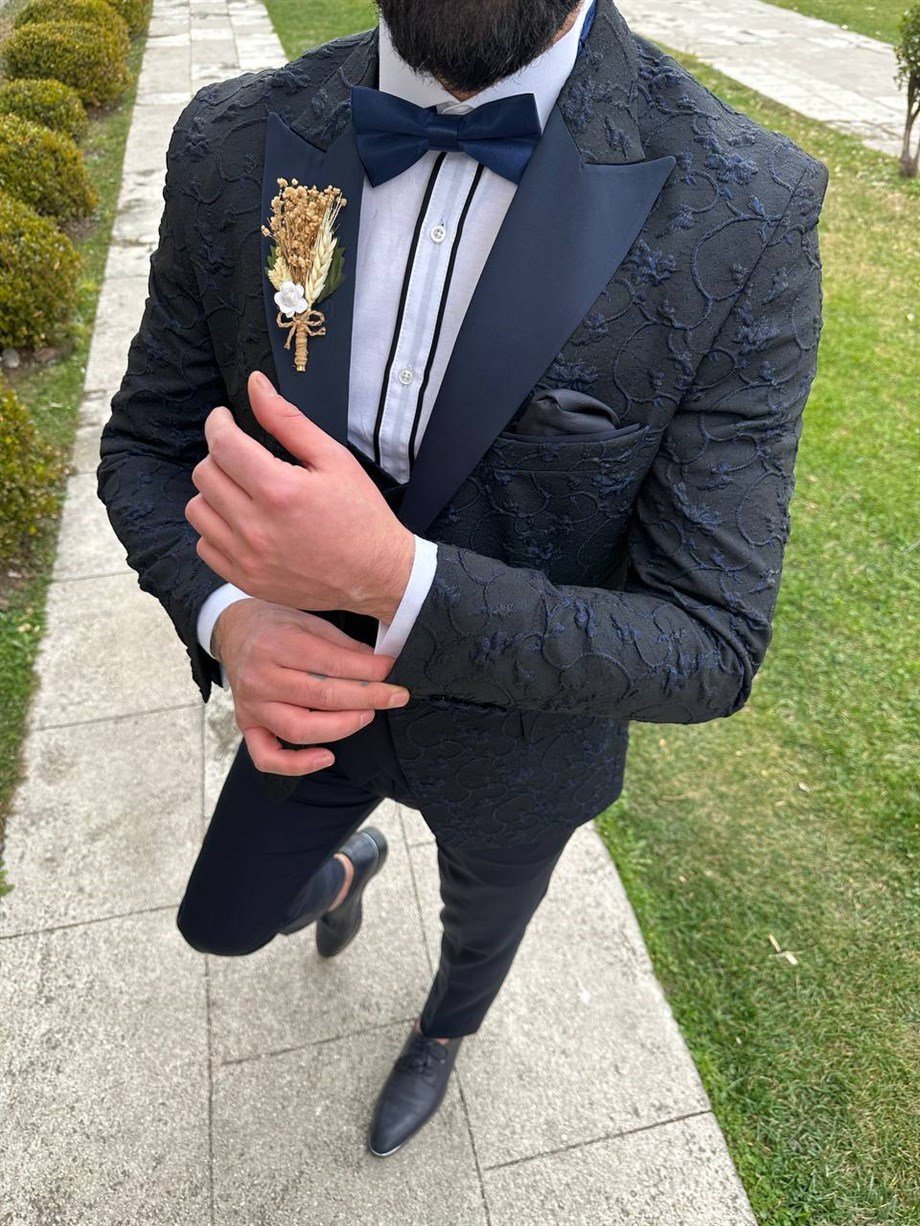 Groom's Suit Italian Cut Slim Fit Navy Blue SD3432