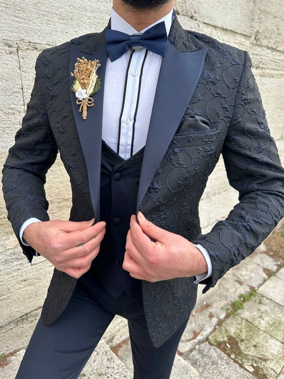 Groom's Suit Italian Cut Slim Fit Navy Blue SD3432