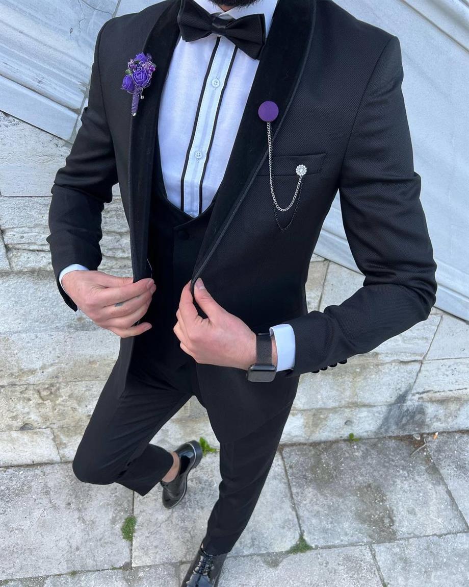 Groom's Suit Italian Cut Slim Fit Black SD3435