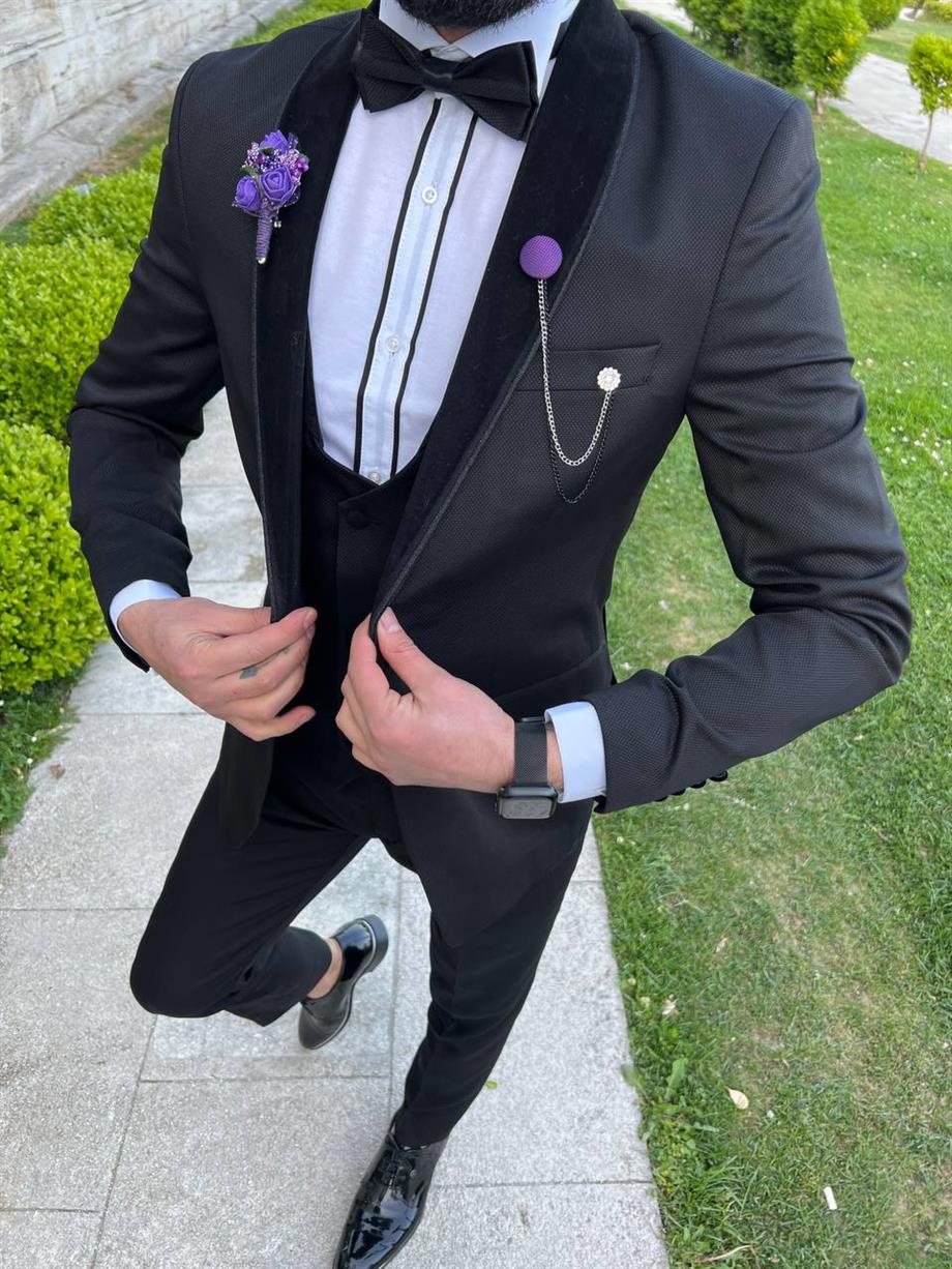 Groom's Suit Italian Cut Slim Fit Black SD3435