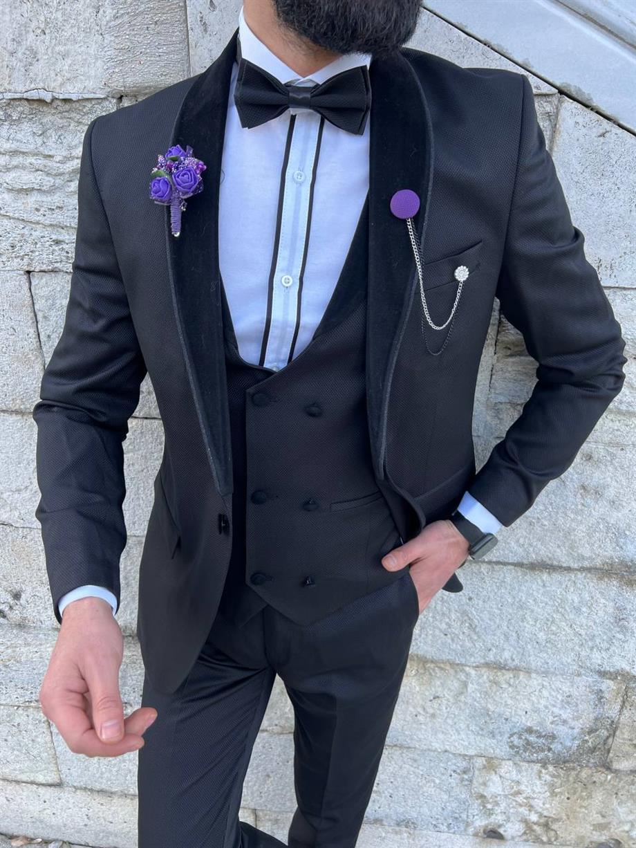 Groom's Suit Italian Cut Slim Fit Black SD3435