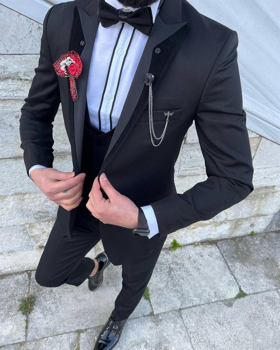 Groom's Suit Italian Cut Slim Fit Black SD3442