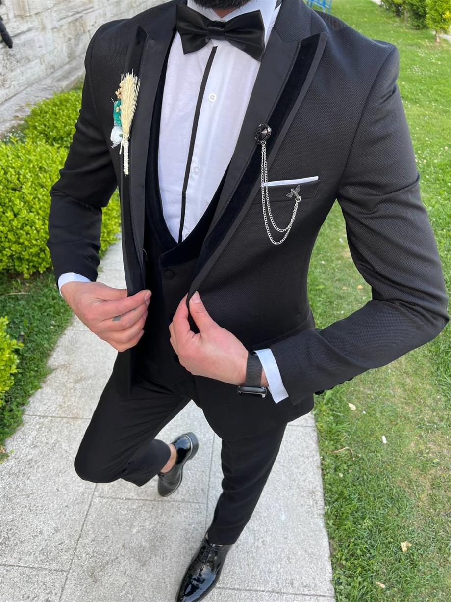 Groom's Suit Italian Cut Slim Fit Black SD3439