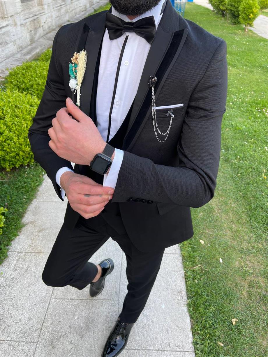 Groom's Suit Italian Cut Slim Fit Black SD3439
