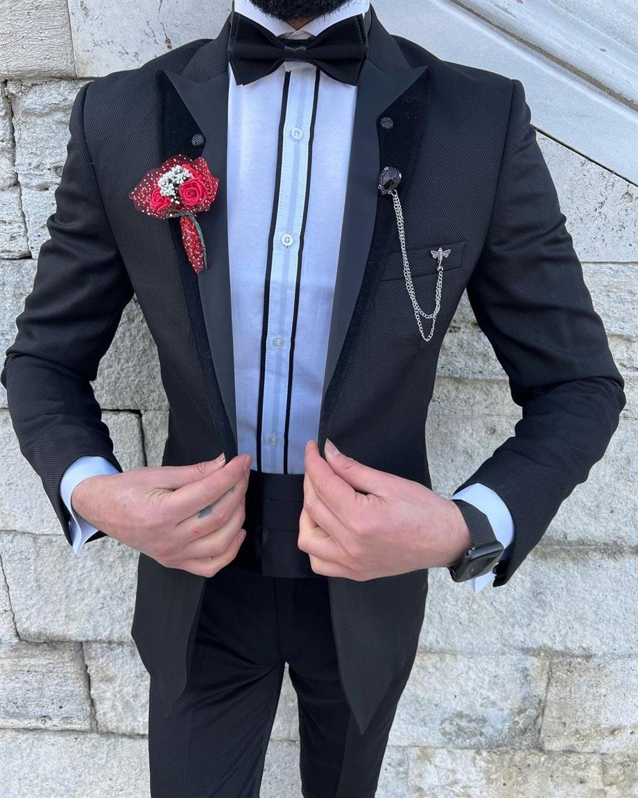 Groom's Suit Italian Cut Slim Fit Black SD3442