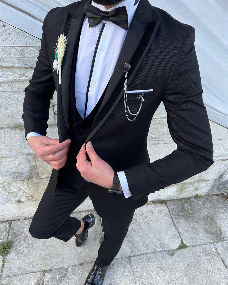 Groom's Suit Italian Cut Slim Fit Black SD3439