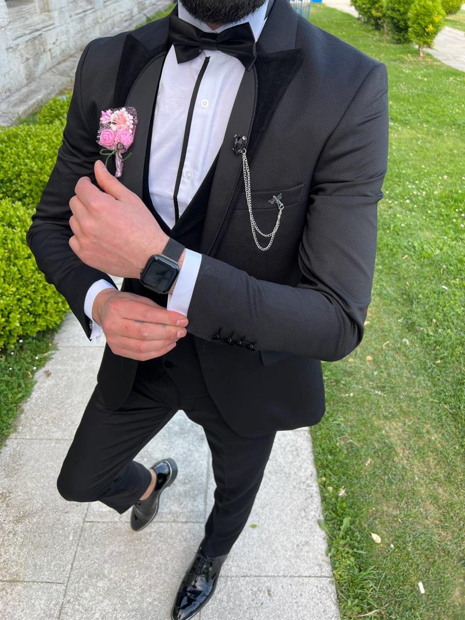 Groom's Suit Italian Cut Slim Fit Black SD3441