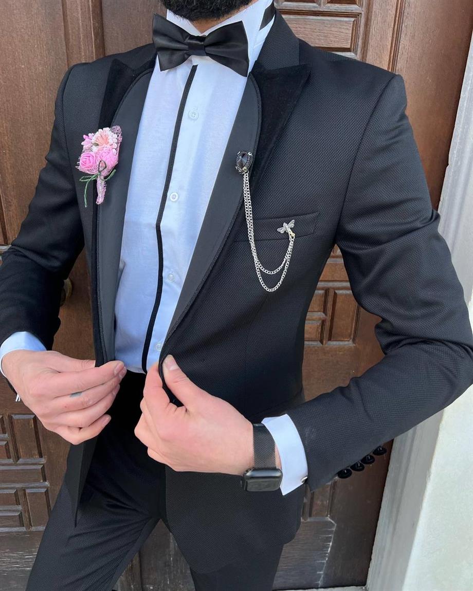 Groom's Suit Italian Cut Slim Fit Black SD3441