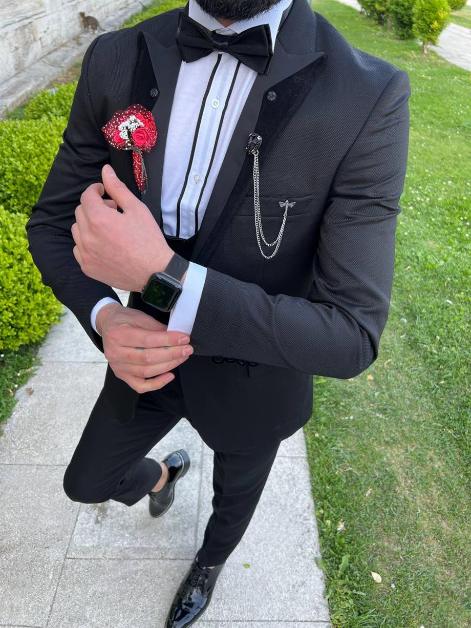 Groom's Suit Italian Cut Slim Fit Black SD3437