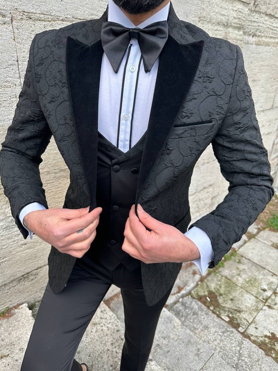 Groom's Suit Italian Cut Slim Fit Black SD3433