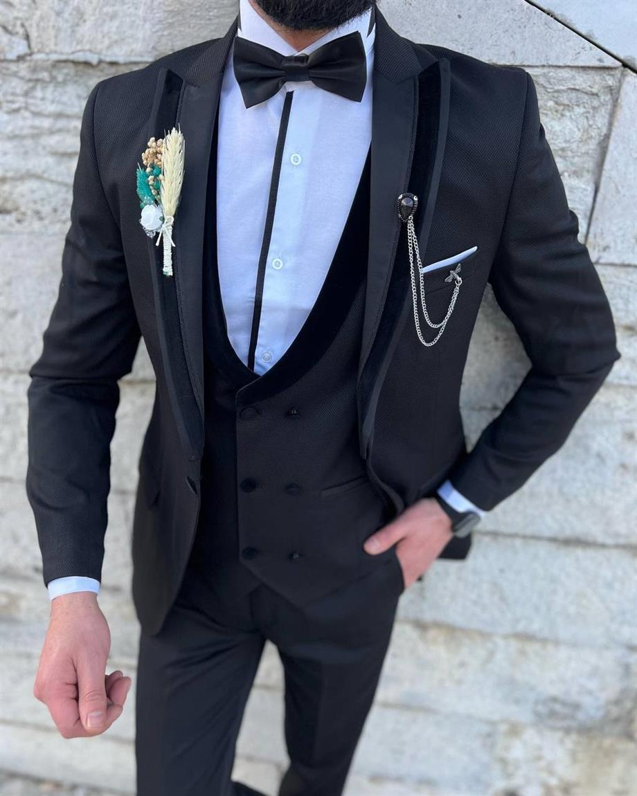 Groom's Suit Italian Cut Slim Fit Black SD3439
