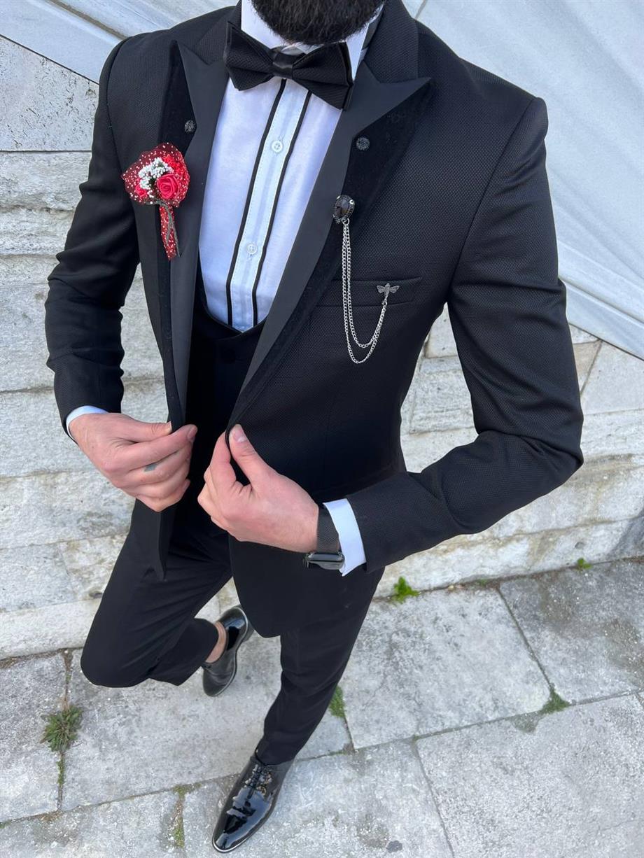 Groom's Suit Italian Cut Slim Fit Black SD3437