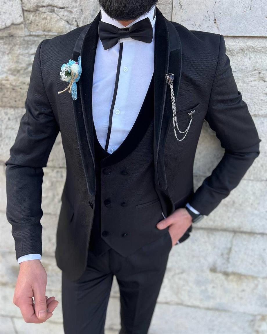 Groom's Suit Italian Cut Slim Fit Black SD3440