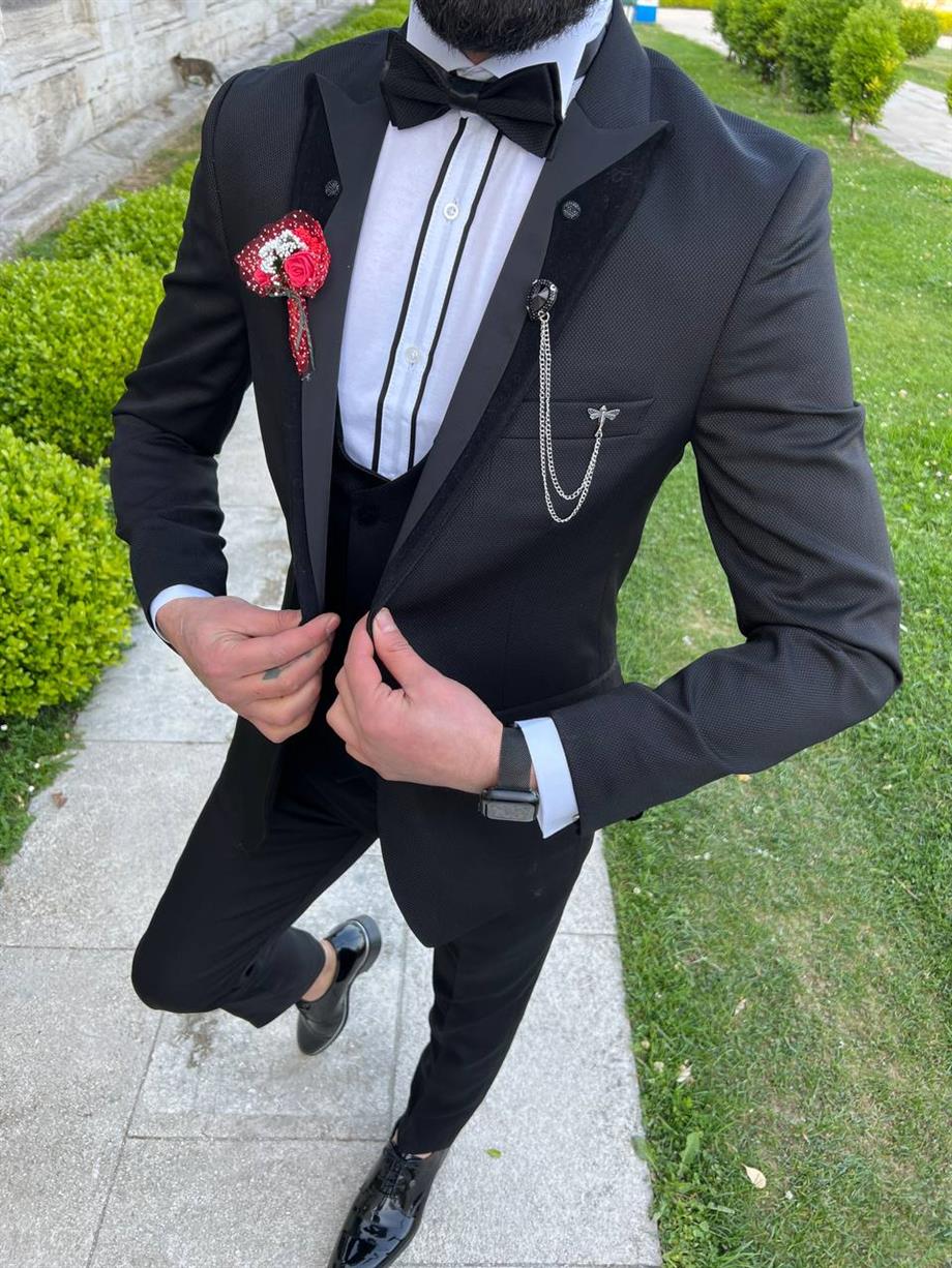 Groom's Suit Italian Cut Slim Fit Black SD3437