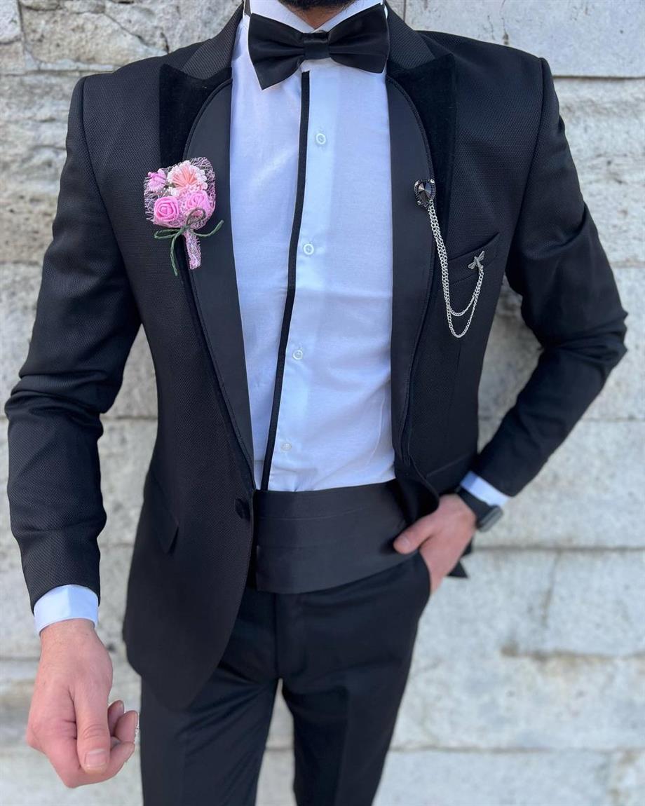 Groom's Suit Italian Cut Slim Fit Black SD3441