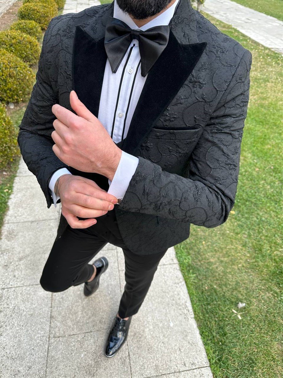 Groom's Suit Italian Cut Slim Fit Black SD3433